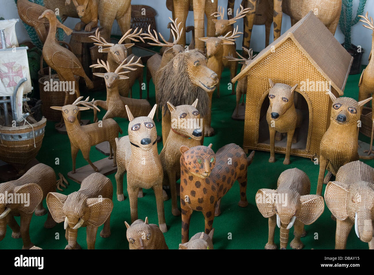 Wicker Animals in Craft Shop in Camacha On the island of Madeira