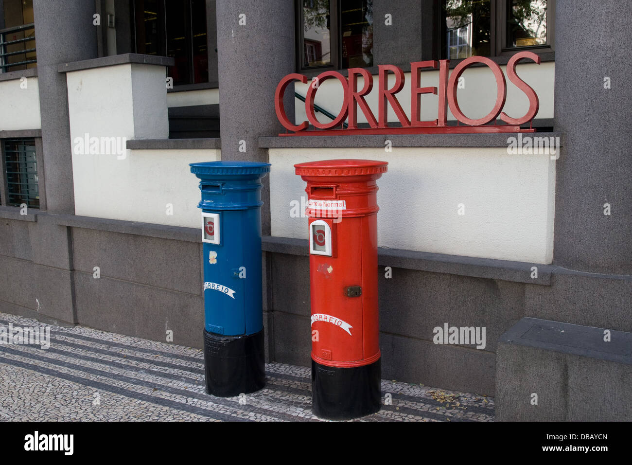 Post Boxes outside a Post Office in Funchal On the island of Madeira