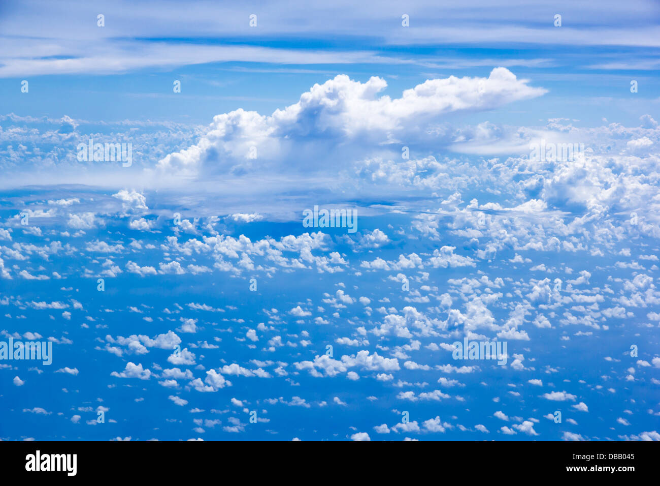 top view of cloud scatter on blue sky in nature Stock Photo