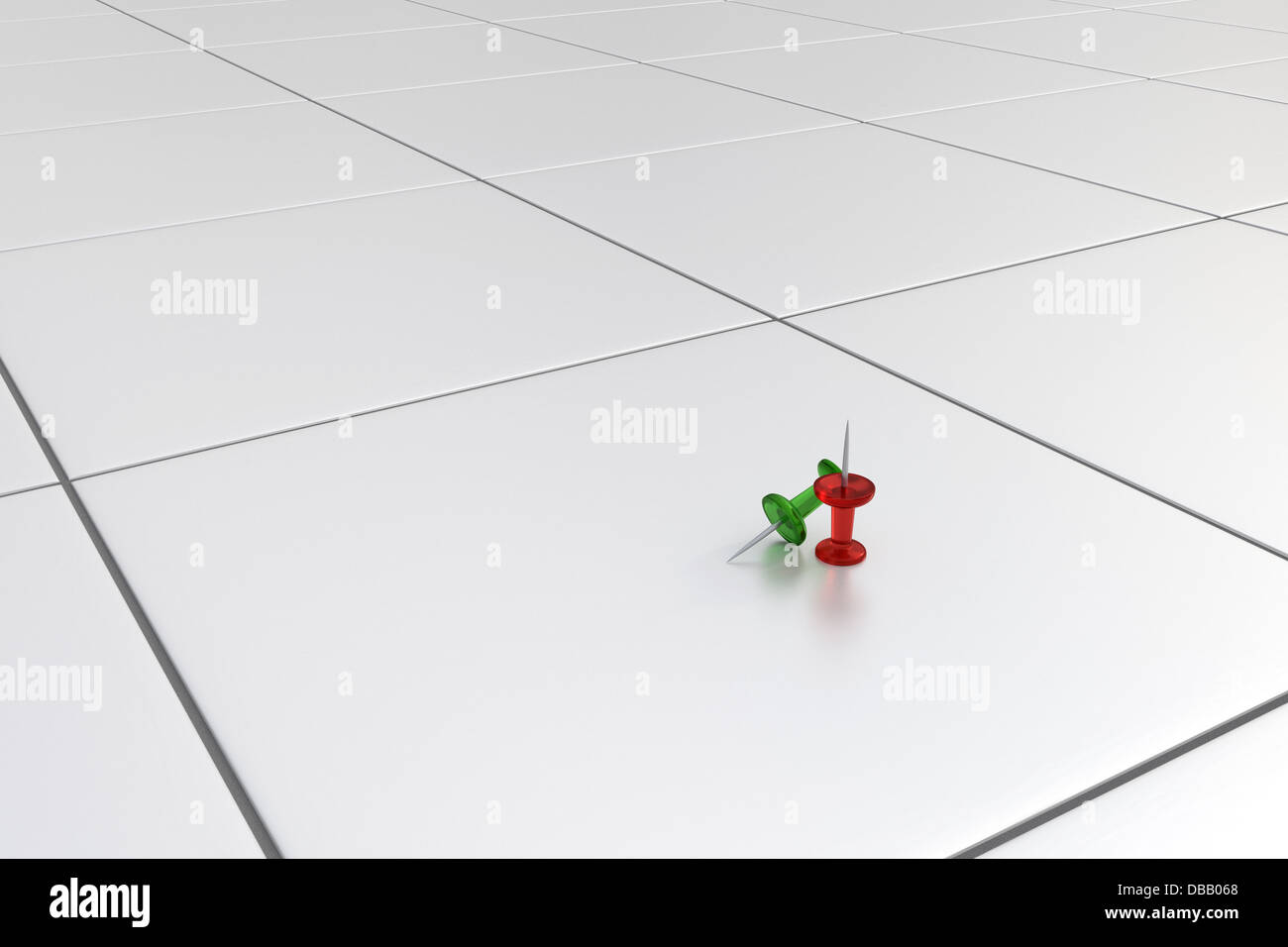 Household Accidents - 3D Thumbtacks (Red And Green) Stock Photo