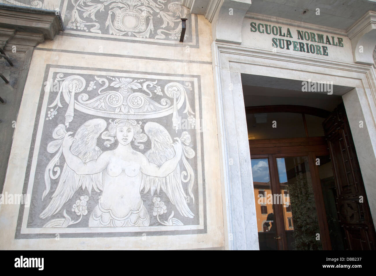 Sgraffito Art on Facade of Scuolo Normale Superiore University, Pisa, Italy Stock Photo
