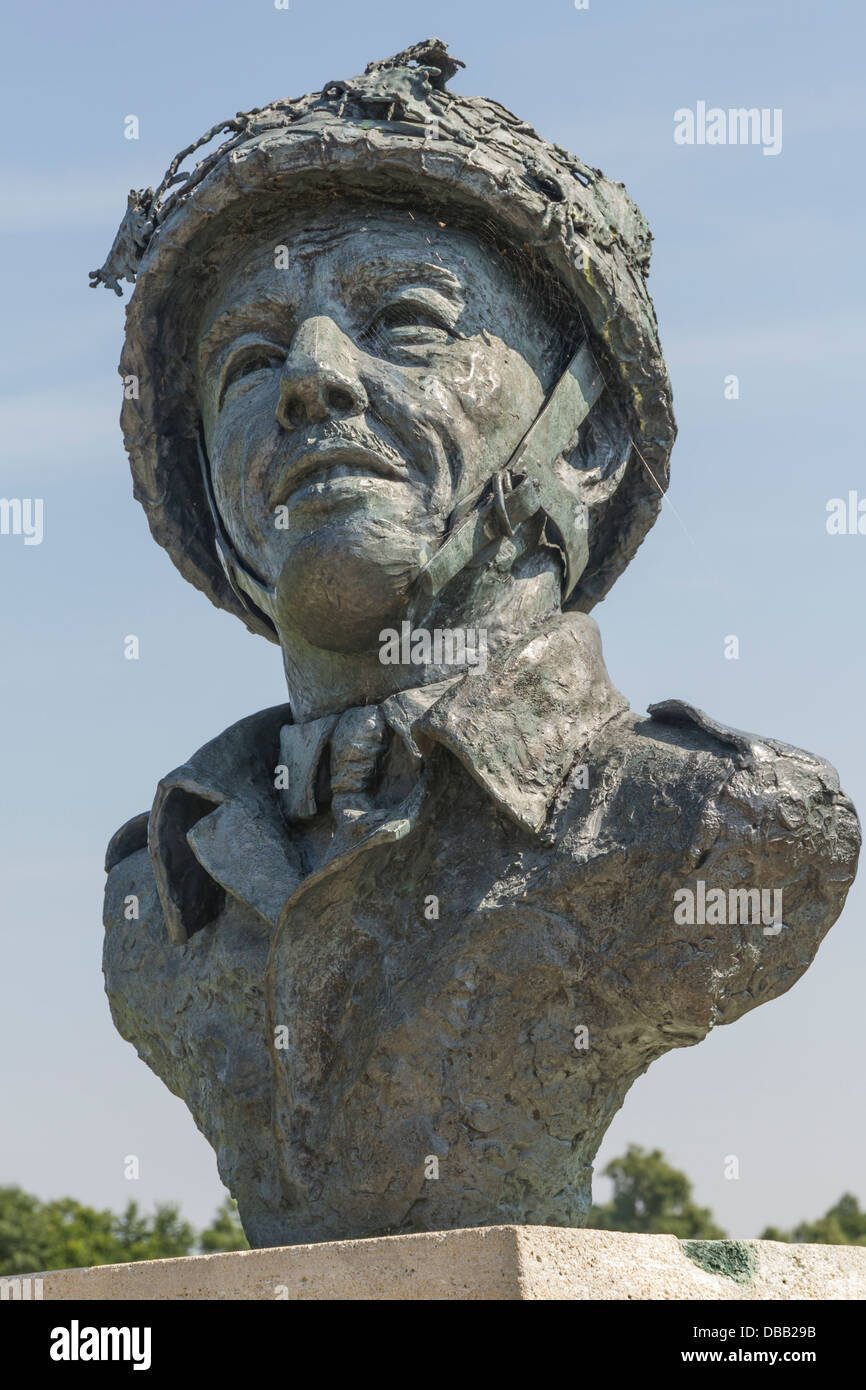 France Normandy, Ranville, Major Howard statue by Pegasus bridge Stock Photo