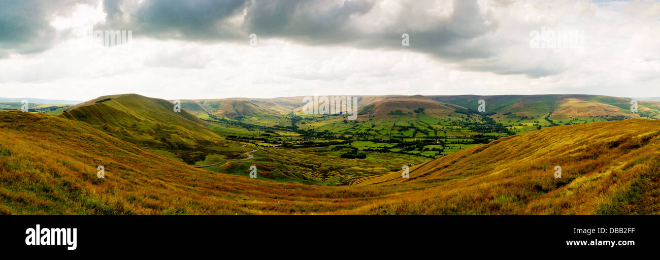 View from Mam Tor near Castleton in the Peak District National Park Derbyshire England, UK Stock Photo