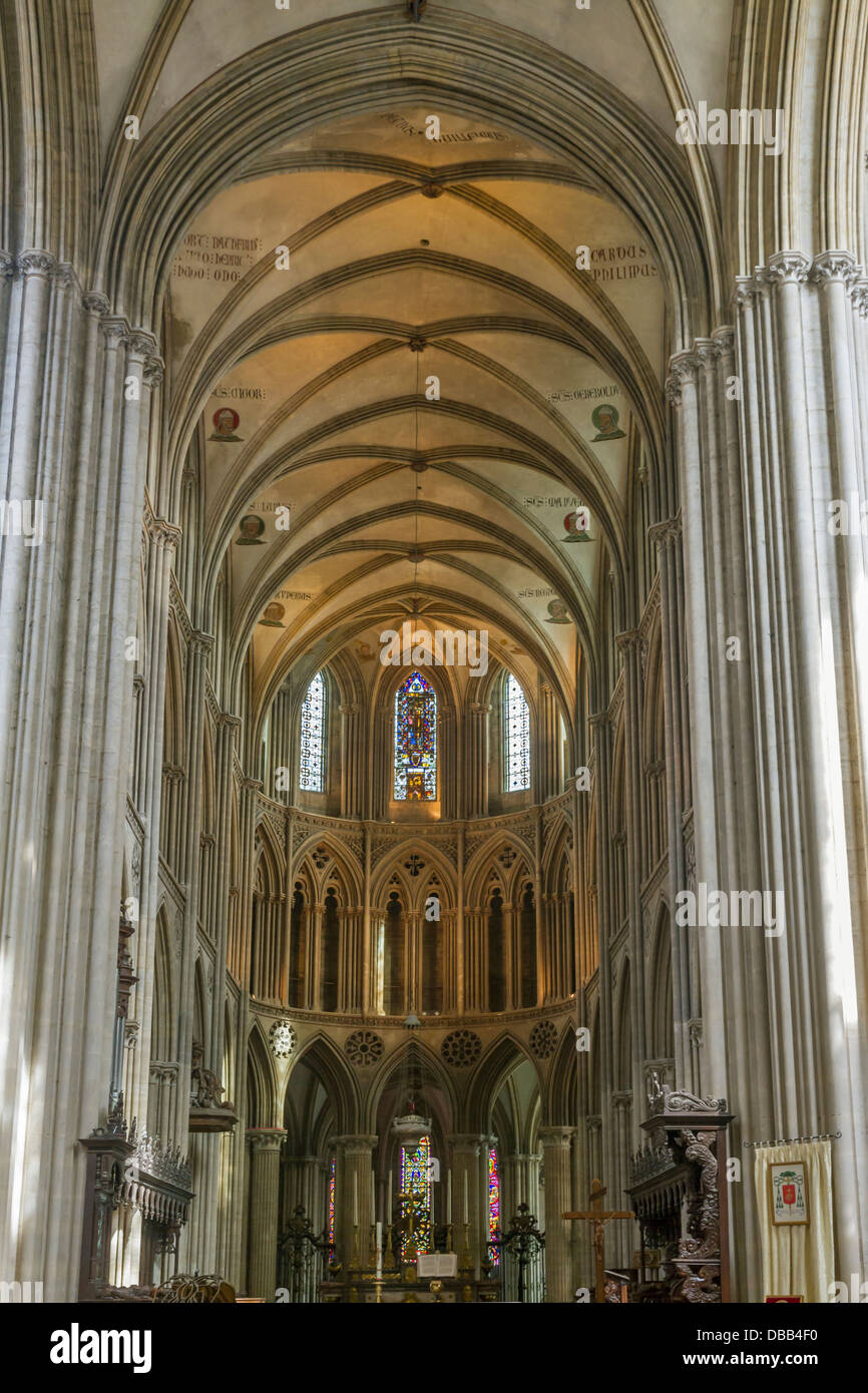 The cathedral, interior, Bayeux, France