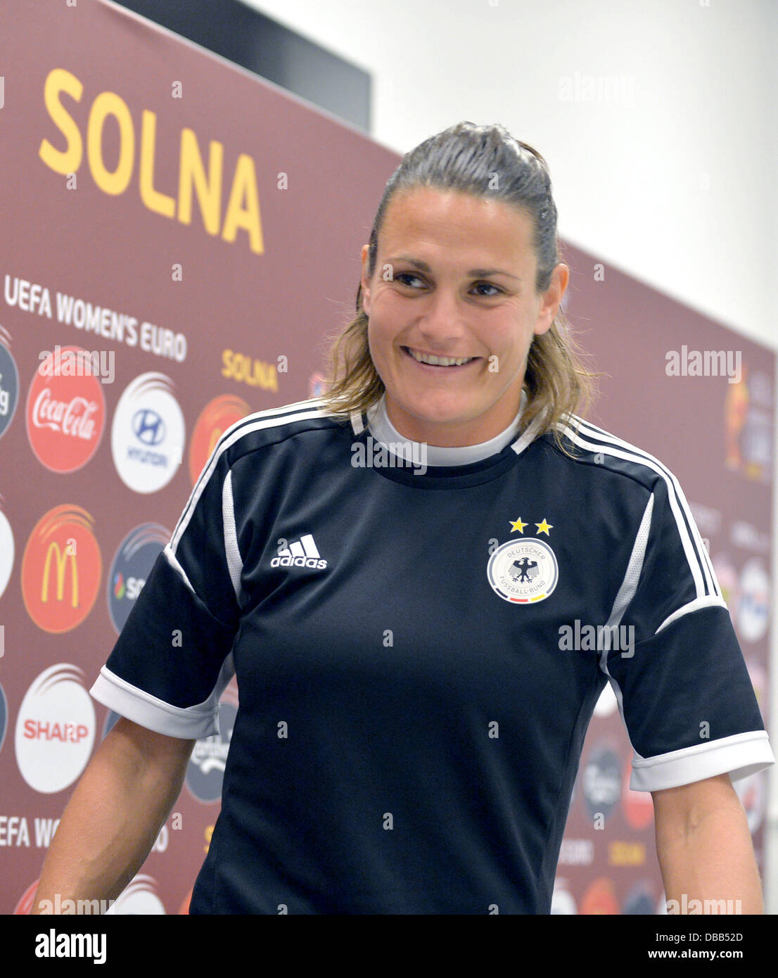 Solnar Sweden 27th July 2013 Germanys Goalkeeper Nadine Angerer Arrives During The Uefa 