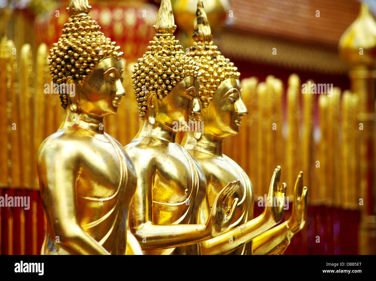 golden statue of Buddha in a temple in Thailand Stock Photo - Alamy