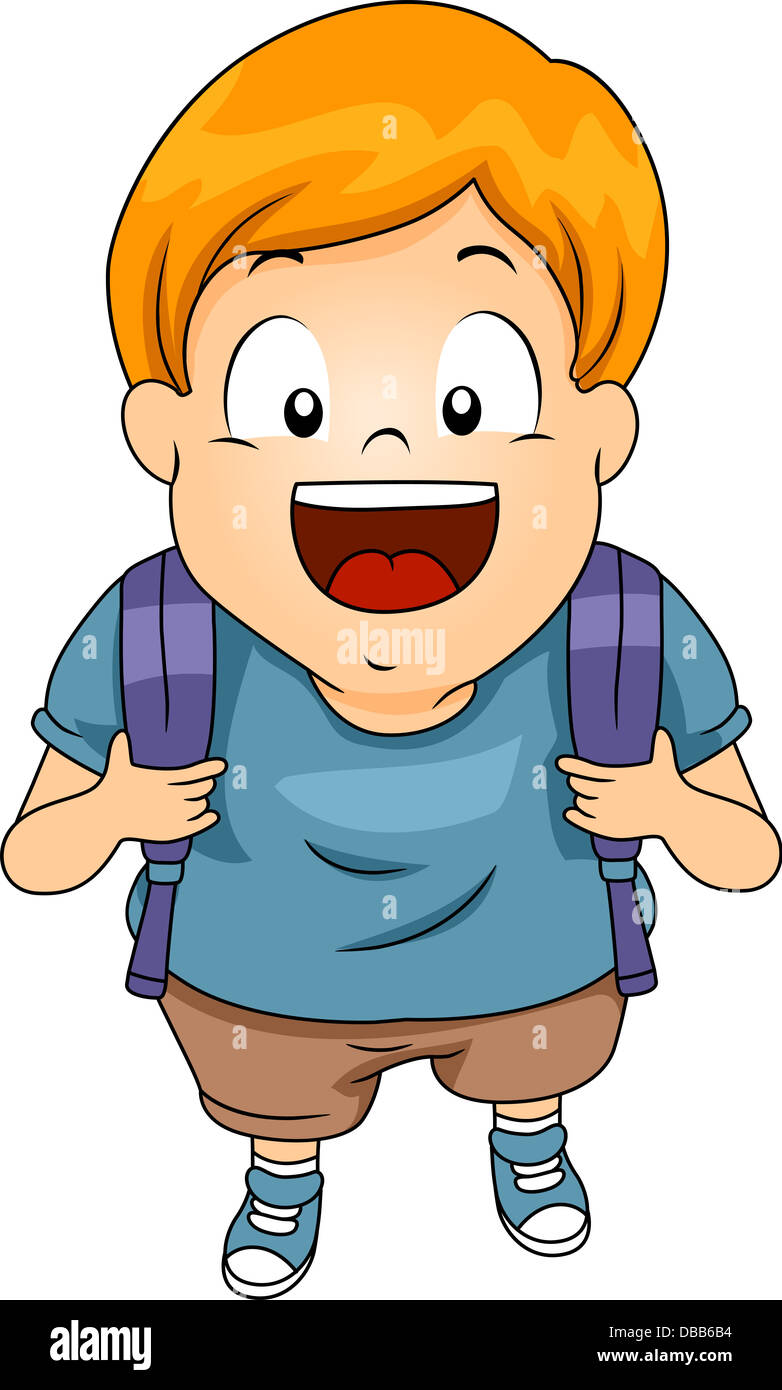 Top View Illustration of Little Kid Boy Student Carrying a Backpack Stock  Photo - Alamy