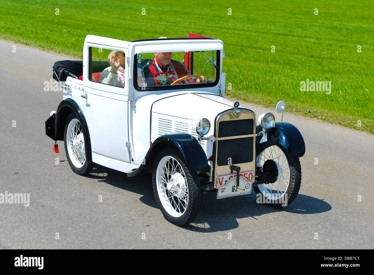 Oldtimer rallye for at least 80 years old antique cars with BMW Dixi Cabriolet, built at year 1929 Stock Photo