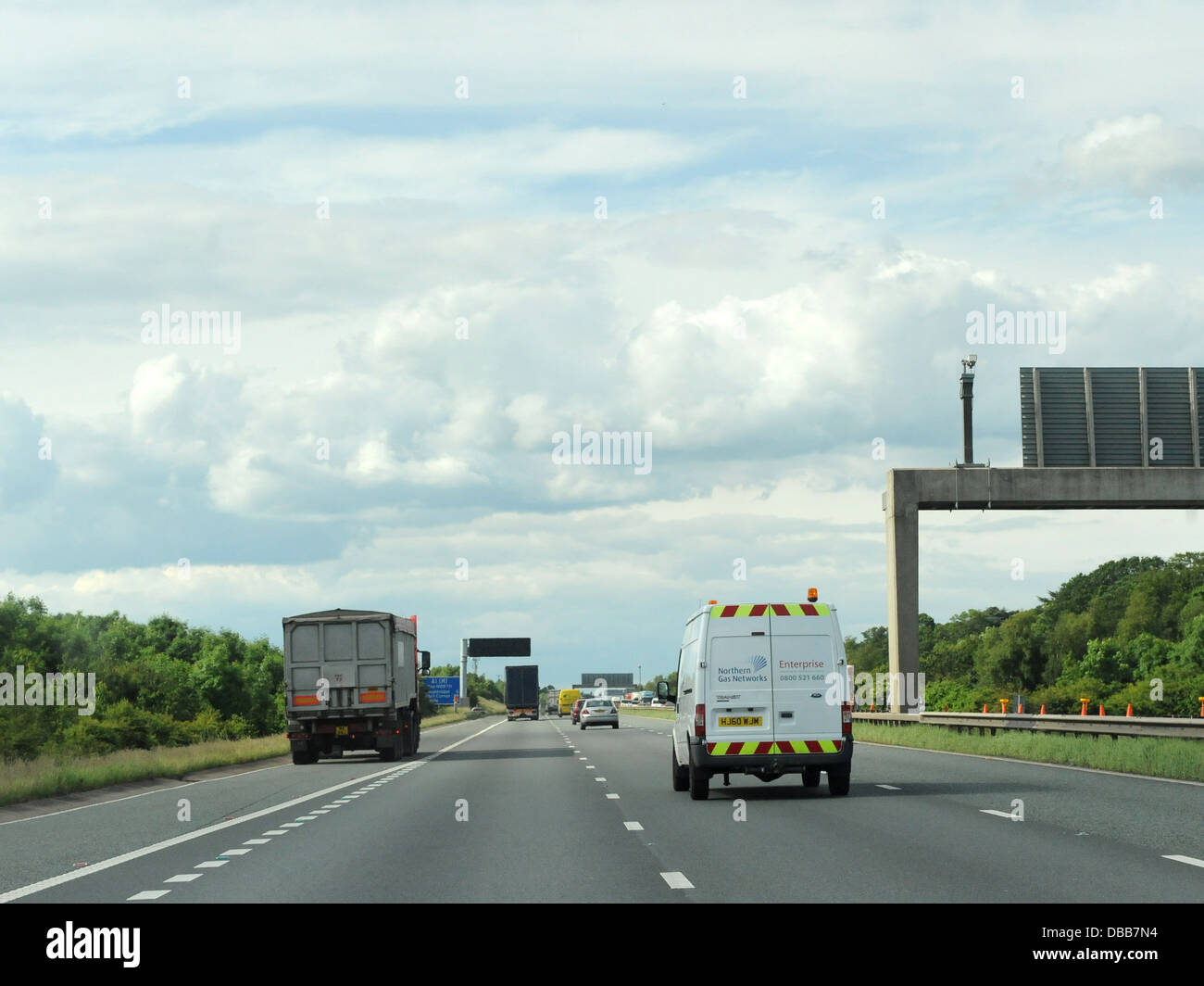 motorway clear good weather good visibility clean road Stock Photo