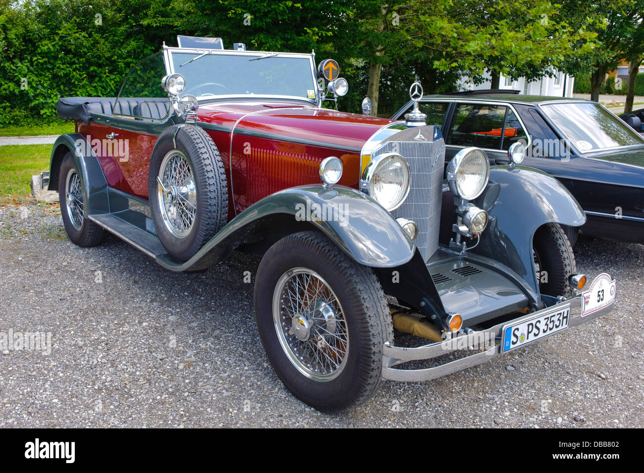Oldtimer rallye for at least 80 years old antique cars with Mercedes 15/70/100, built at year 1927 Stock Photo