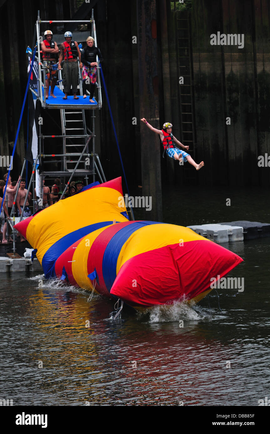 A man jumps from a blob Stock Photo