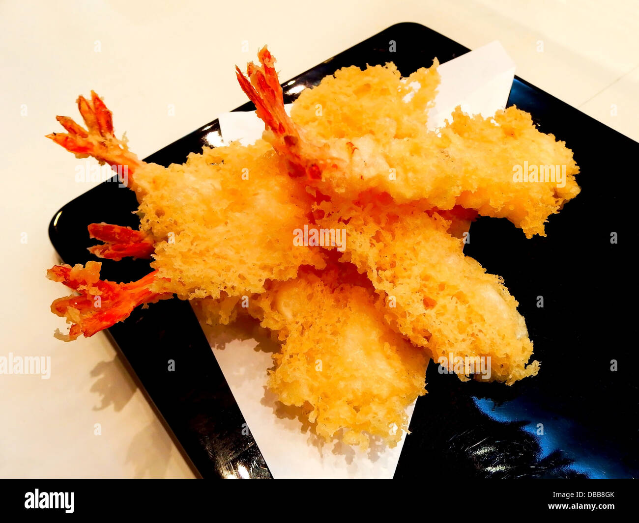 Japanese Cuisine - Tempura Shrimps (Deep Fried Shrimps) Stock Photo