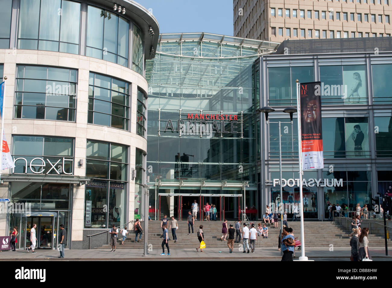 Exchange Square with Arndale Shopping Centre, Manchester, UK Stock Photo