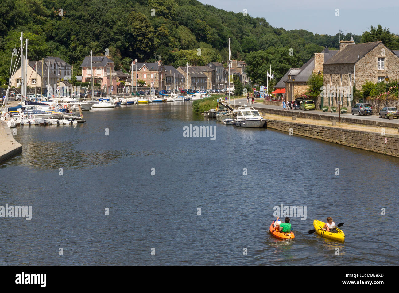 France Brittany, Dinan port & River Rance Stock Photo