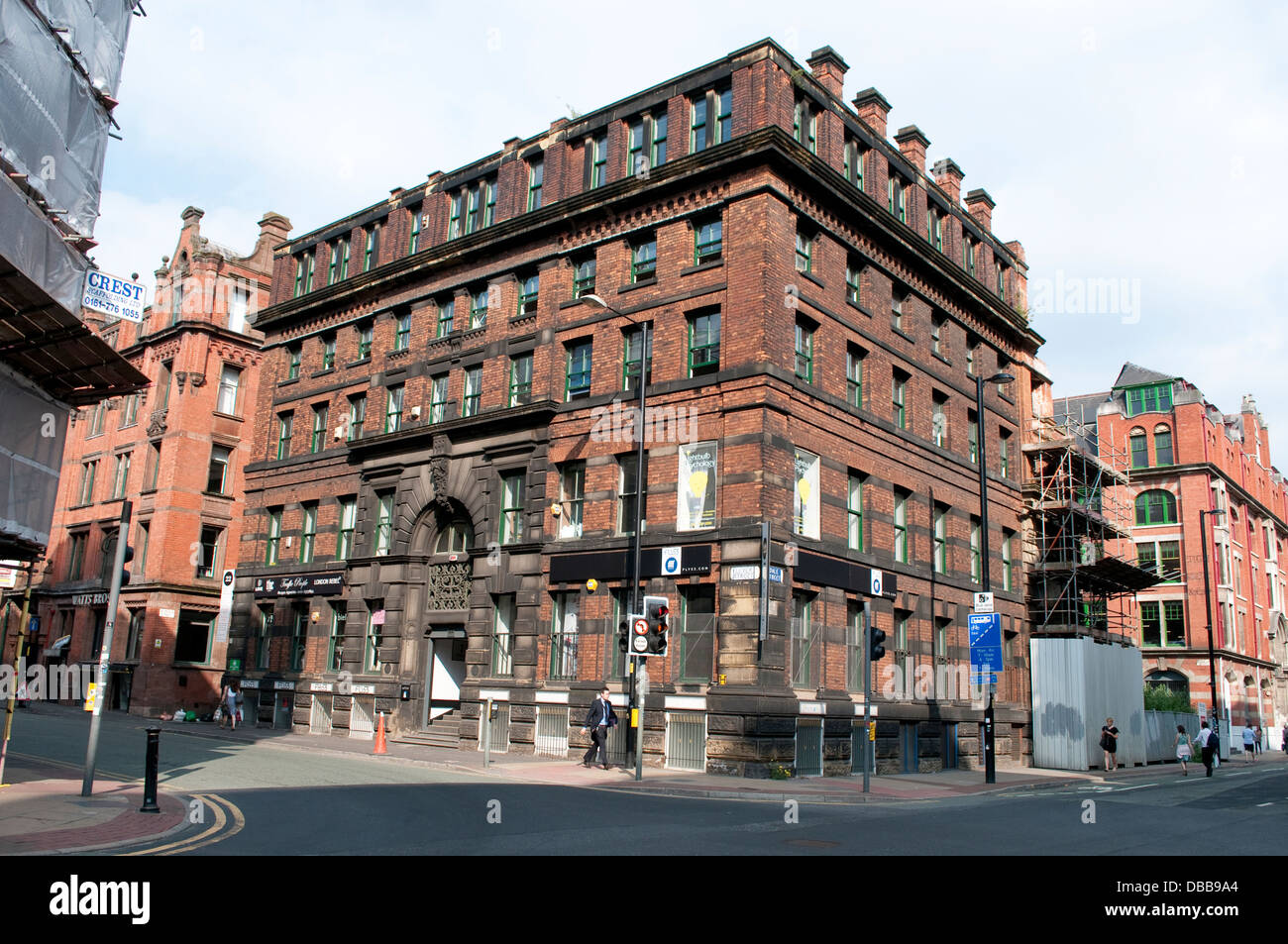Brick house at the corner of Little Lever Street and Dale Street, Northern Quarter, Manchester, UK Stock Photo