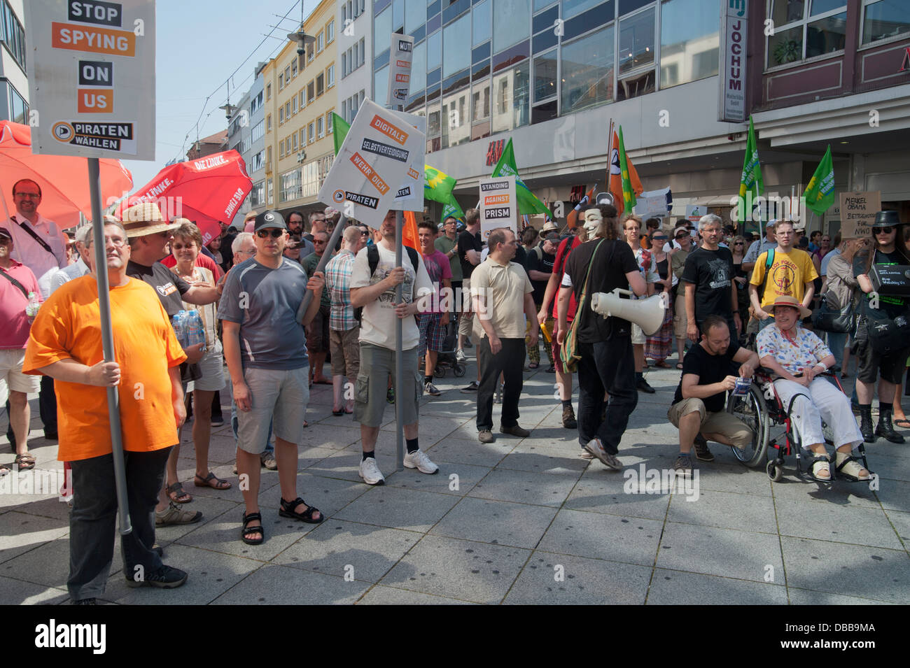 demonstration against Prism and Tempora in Saarbruecken Saarland Germany 1 of 27 Demostrattions site Stock Photo