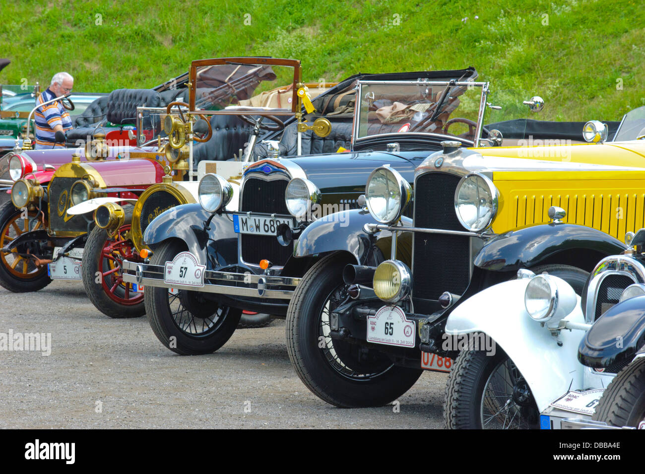 Oldtimer rallye for at least 80 years old antique cars Stock Photo