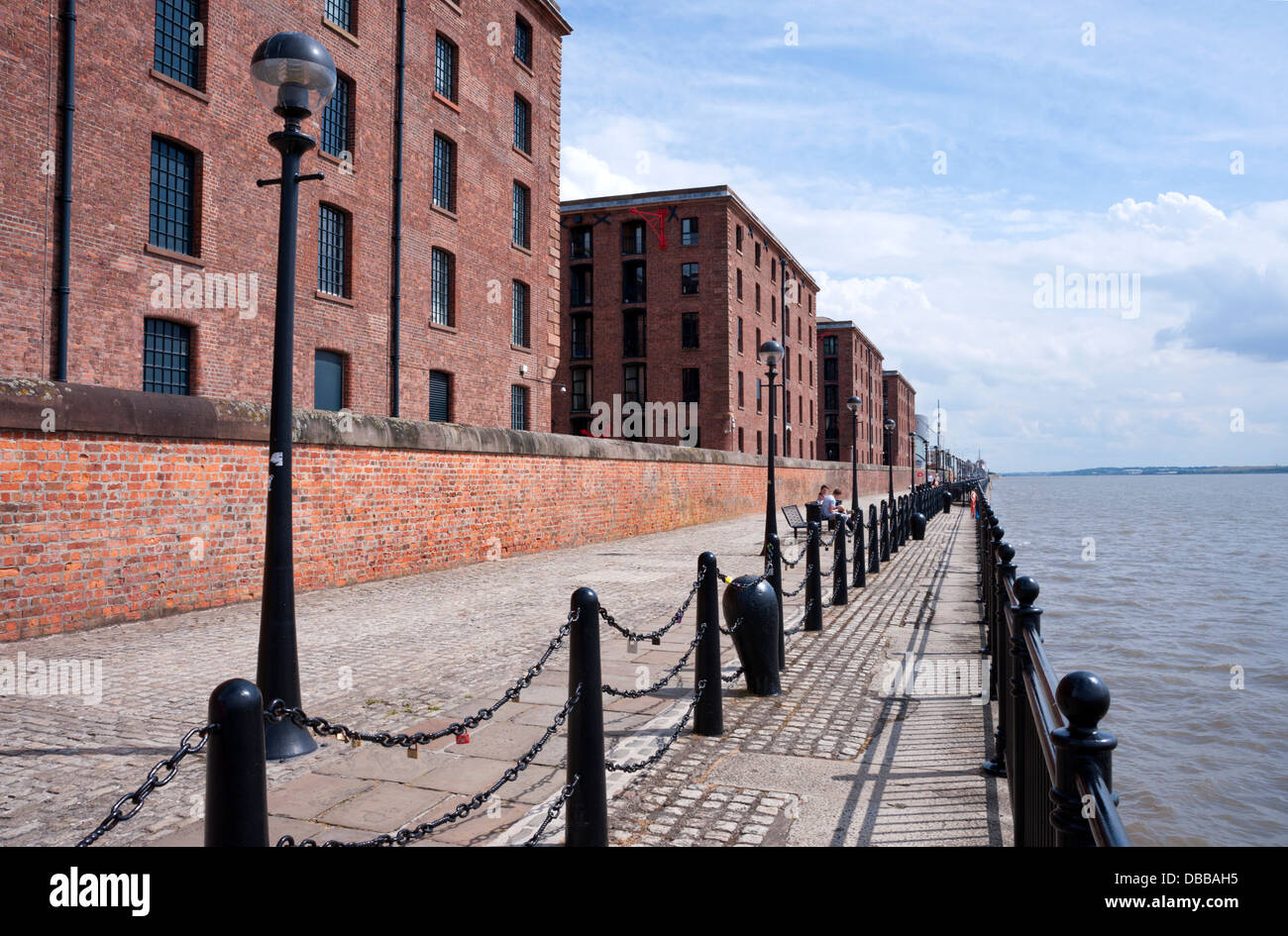 The Waterfront, (with Albert Dock buildings to left) , Liverpool, UK Stock Photo