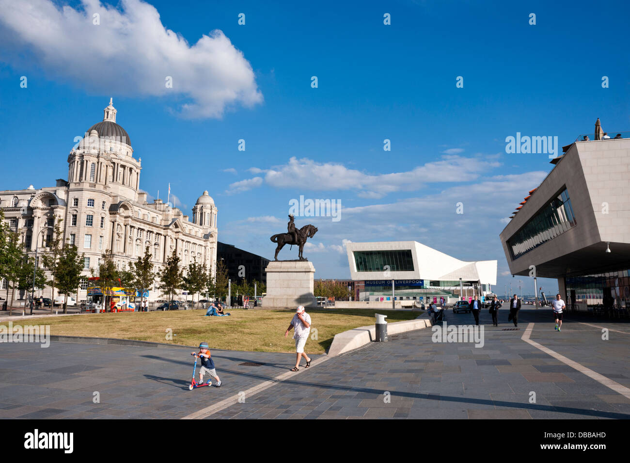 Pier Head with the Port Of Liverpool Building, the Museum of Liverpool and New Ferry Terminal, Liverpool, UK Stock Photo