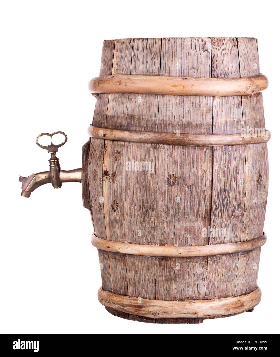 old wine wooden retro barrel with faucet isolated Stock Photo Alamy
