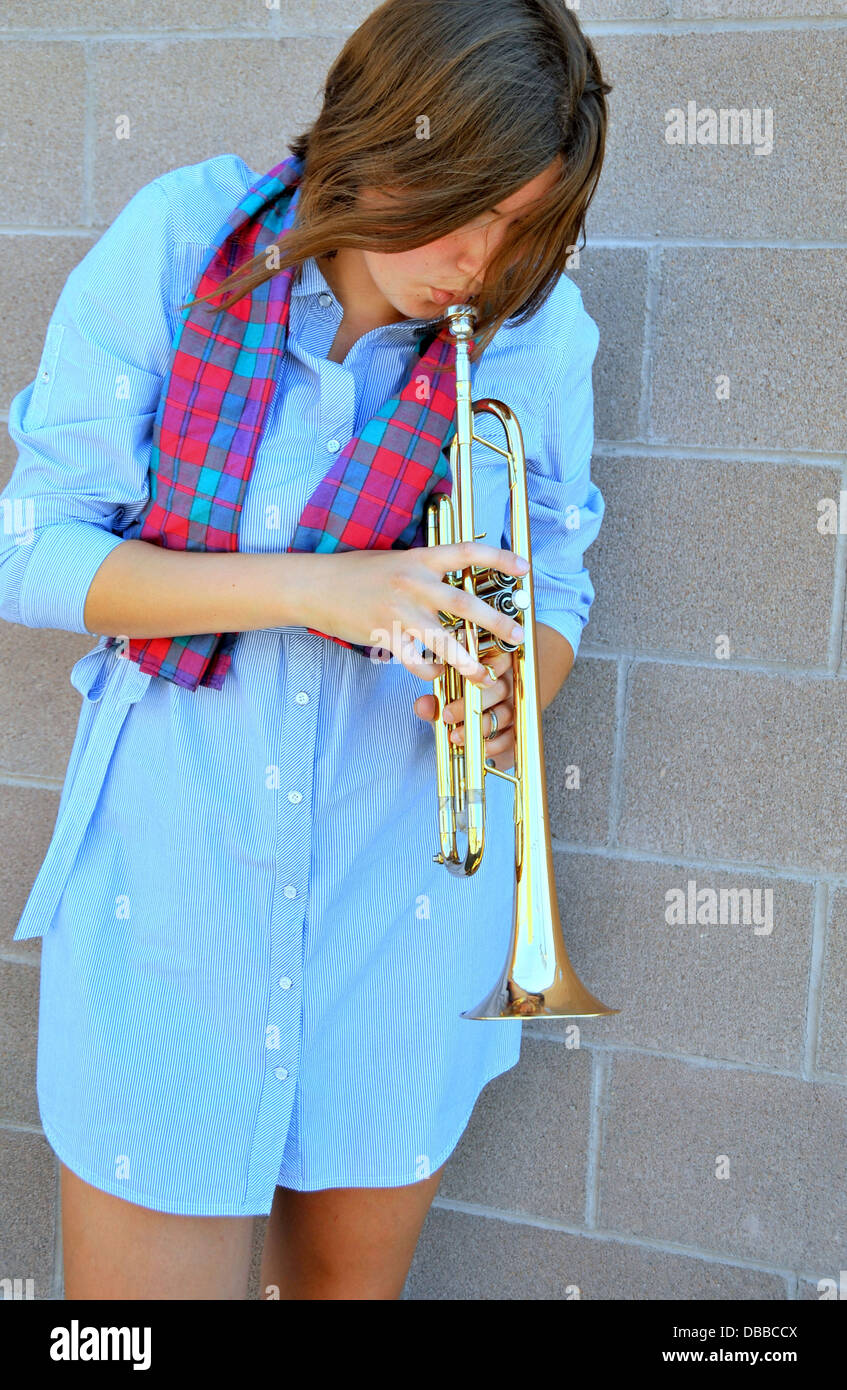 Female trumpet player Stock Photo Alamy