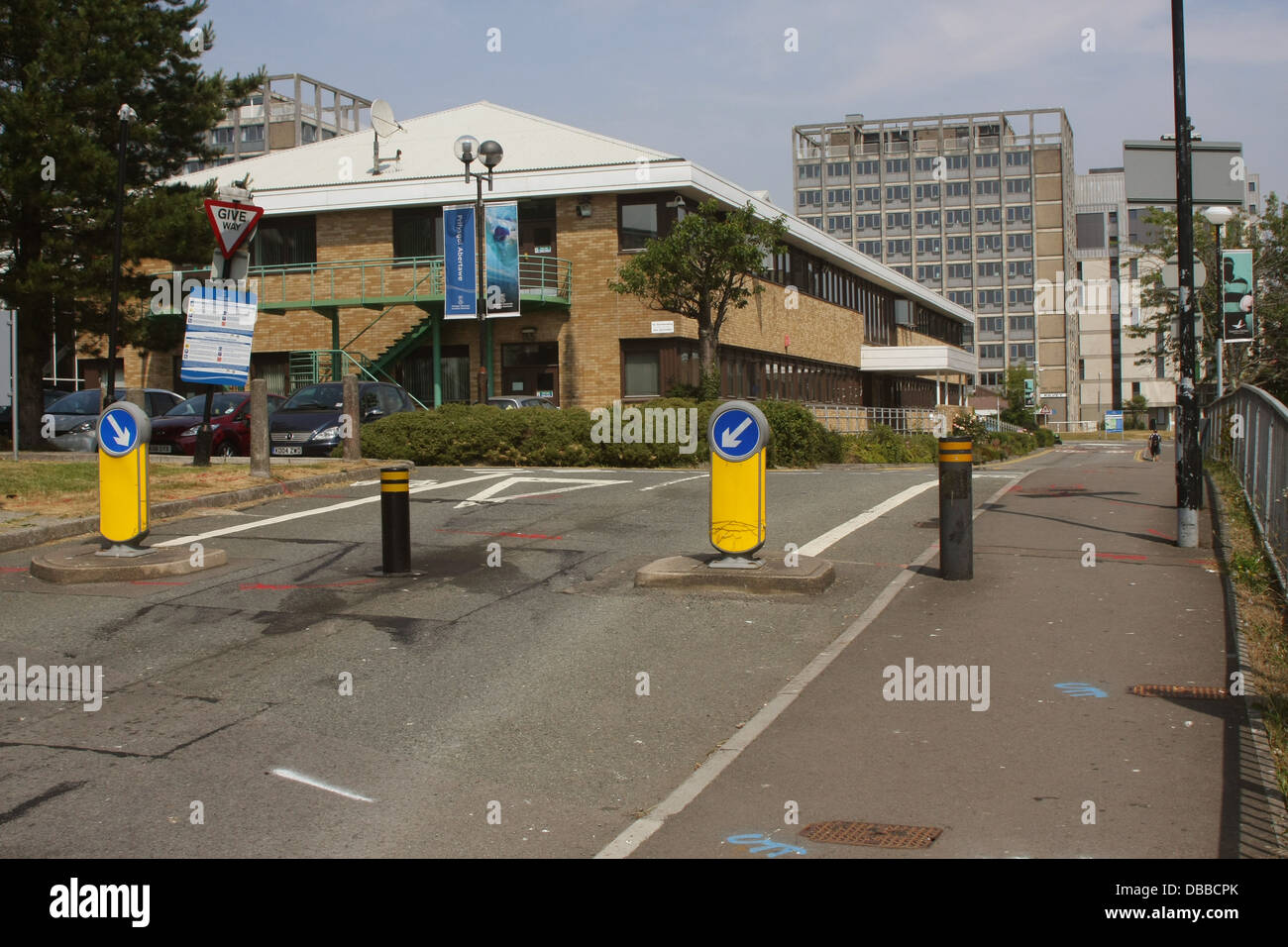 Traffic and narrow road restrictions between the Hospital and University in Swansea. July 2013 Stock Photo