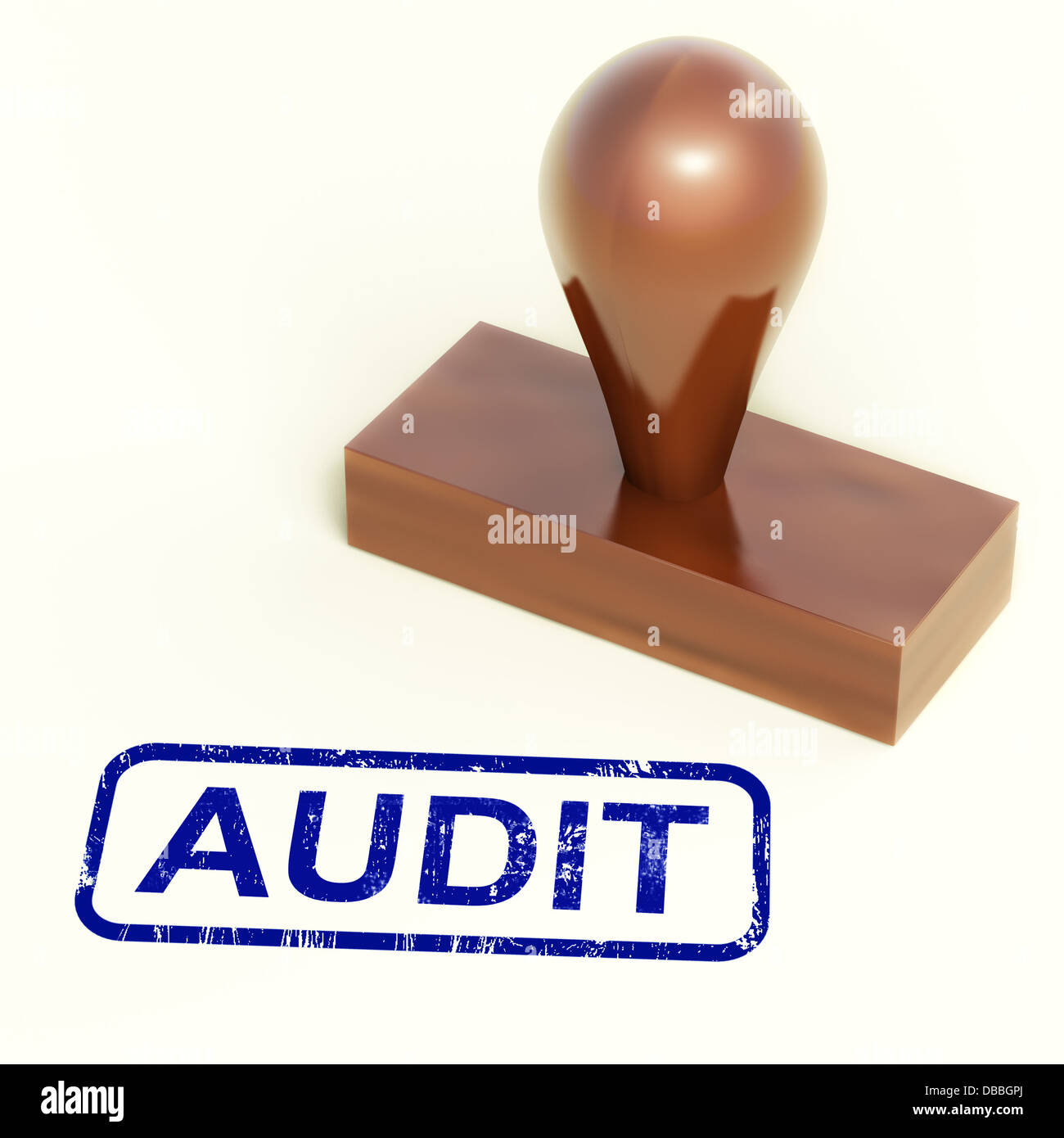 Audit Rubber Stamp Shows Financial Accounting Examination Stock Photo