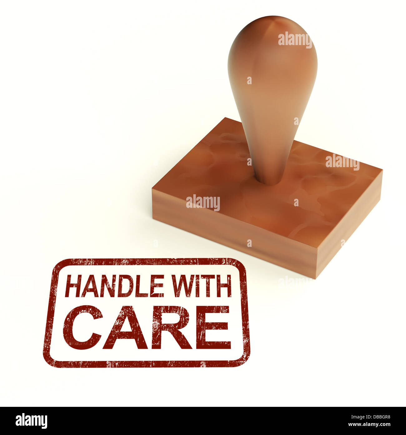Handle With Care Stamp Shows Fragile Product Stock Photo
