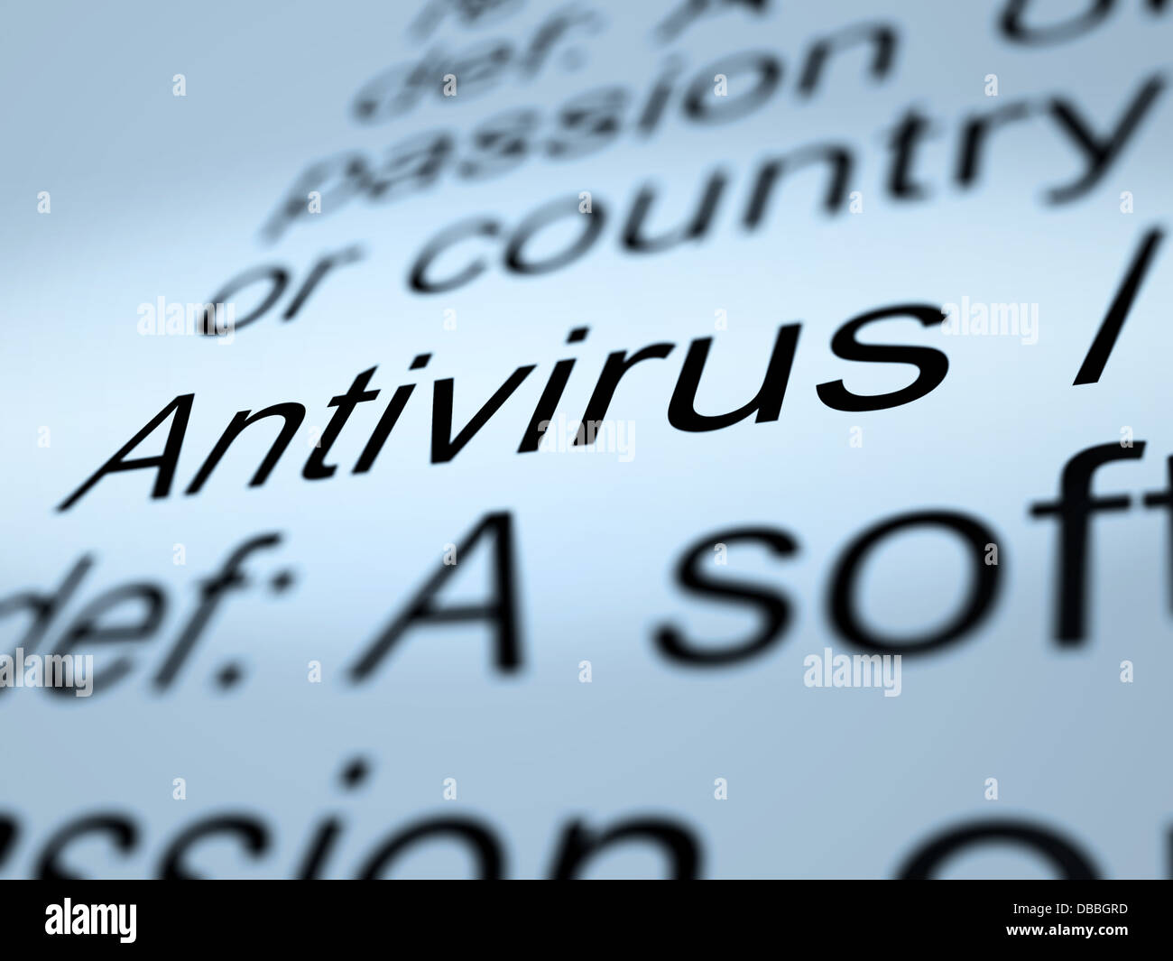 Antivirus Definition Closeup Showing Computer System Security Stock