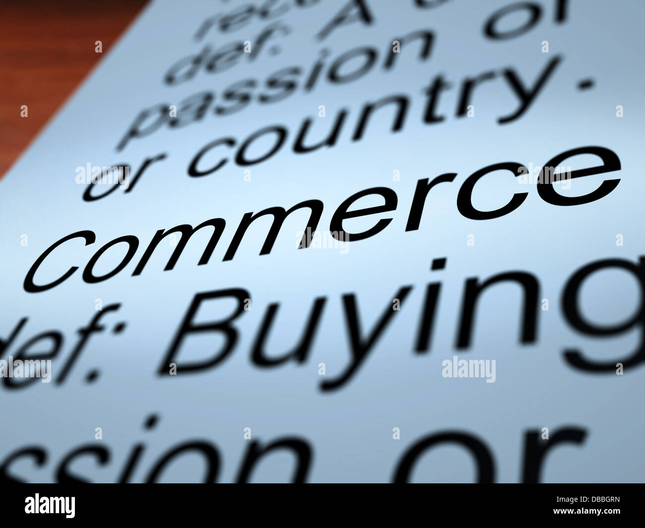 Commerce Definition Closeup Showing Trading Stock Photo