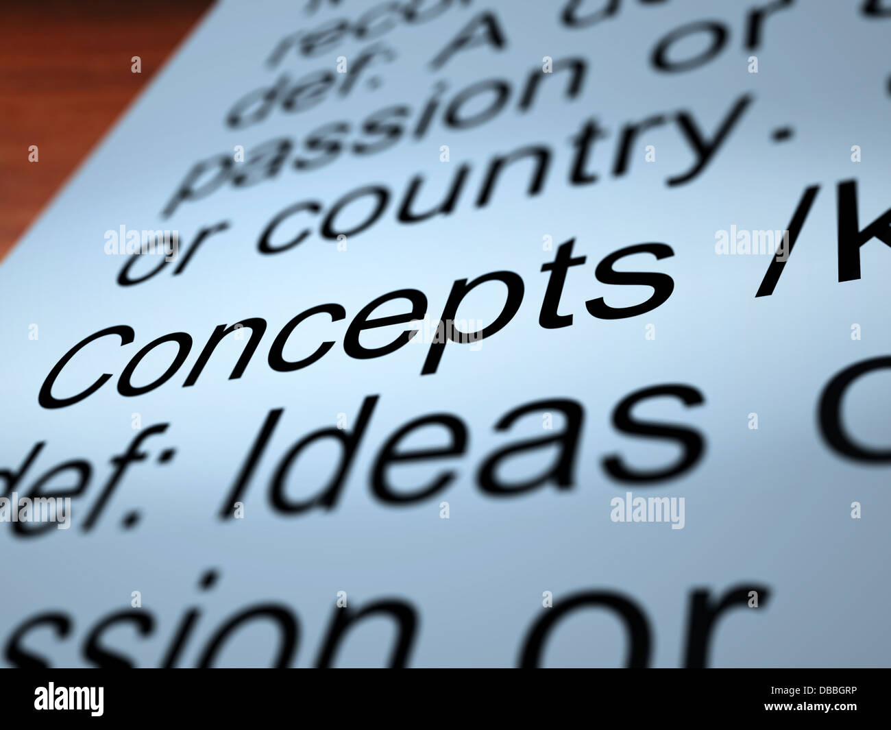 Concepts Definition Closeup Showing Ideas Or Invention Stock Photo