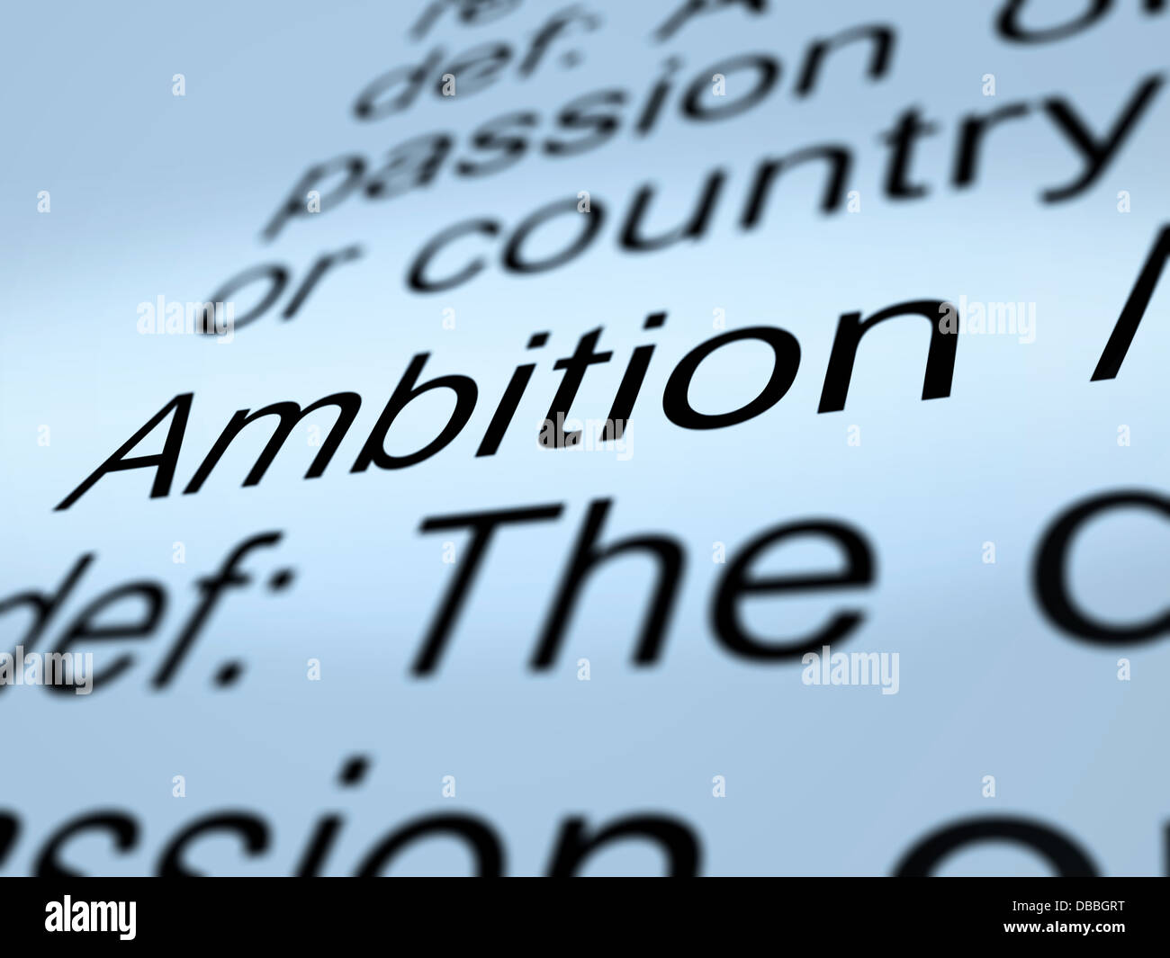 Ambition Definition Closeup Showing Aspirations Stock Photo