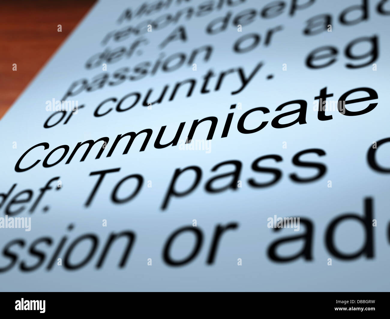 Communicate Definition Closeup Showing Dialog Stock Photo