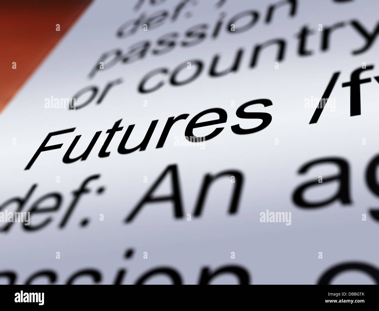 Futures Definition Closeup Showing Advance Contract Stock Photo