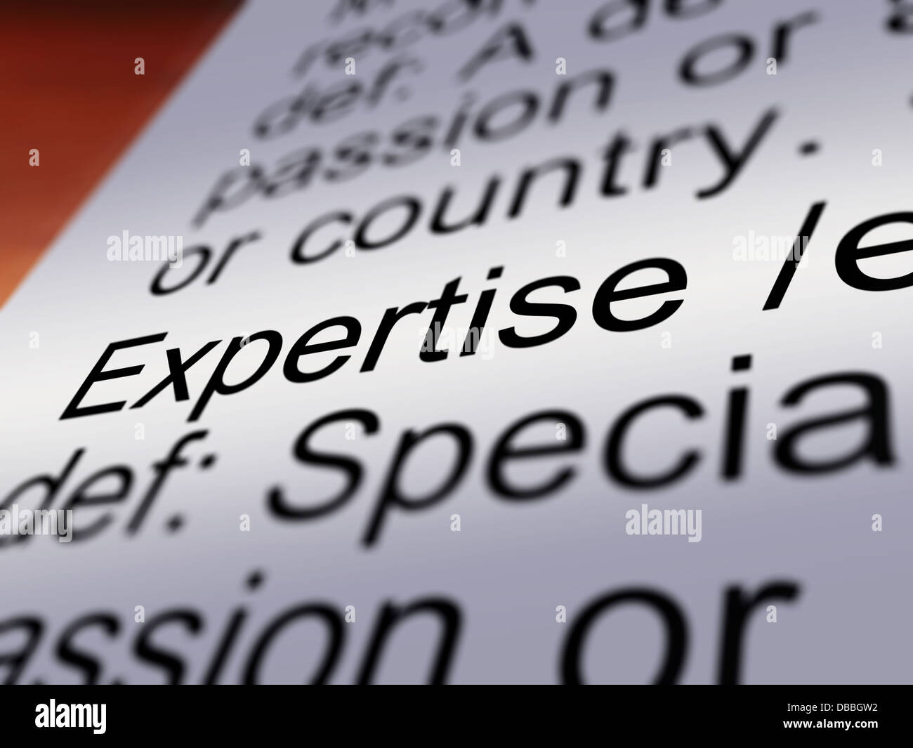 Expertise Definition Closeup Showing Skills Or Proficiency Stock Photo