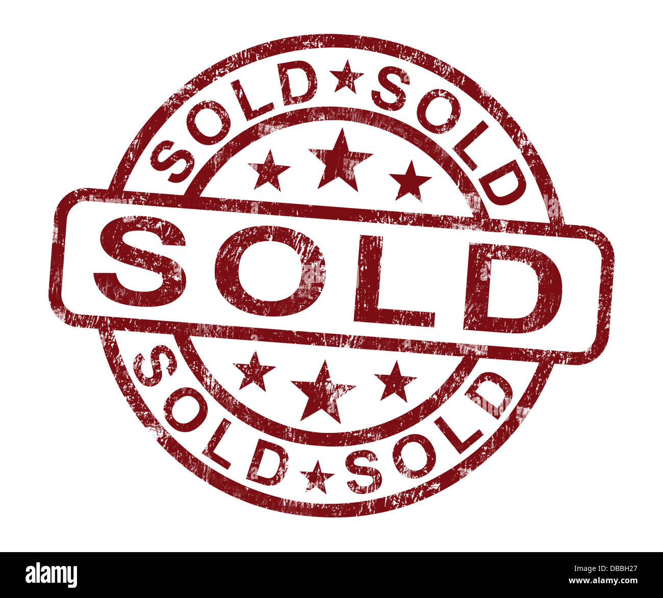 Sold Stamp Shows Selling Or Purchasing Stock Photo