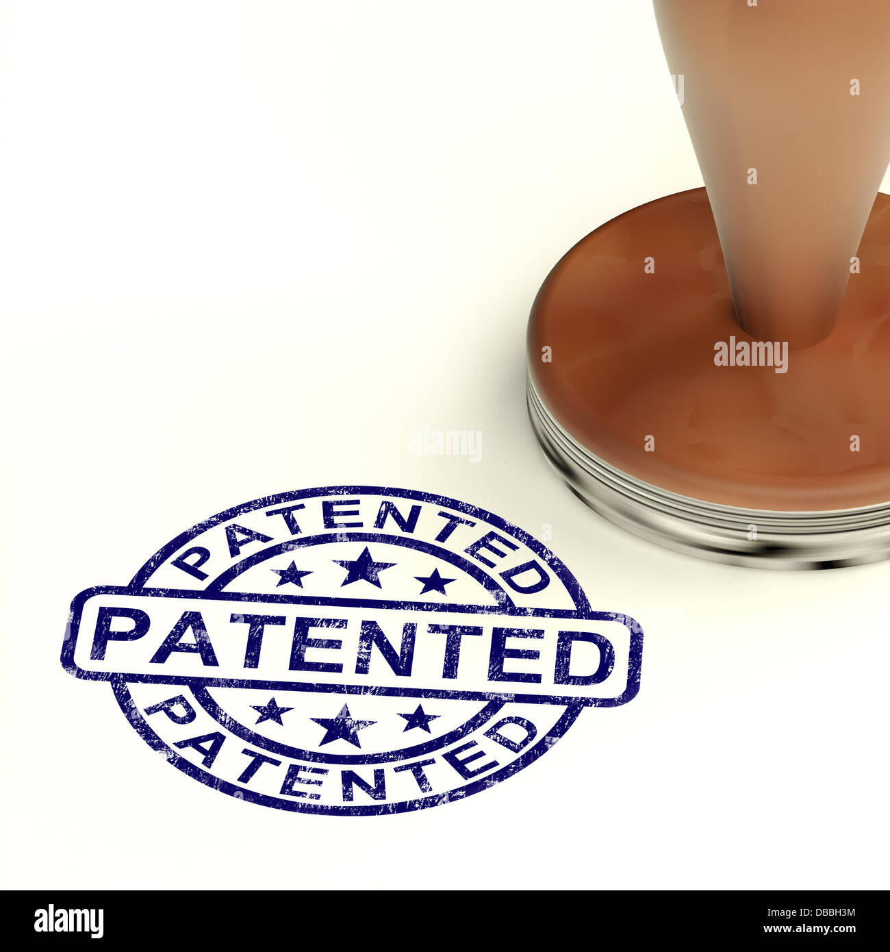 Patented Stamp Showing Registered Patent Or Trademarks Stock Photo