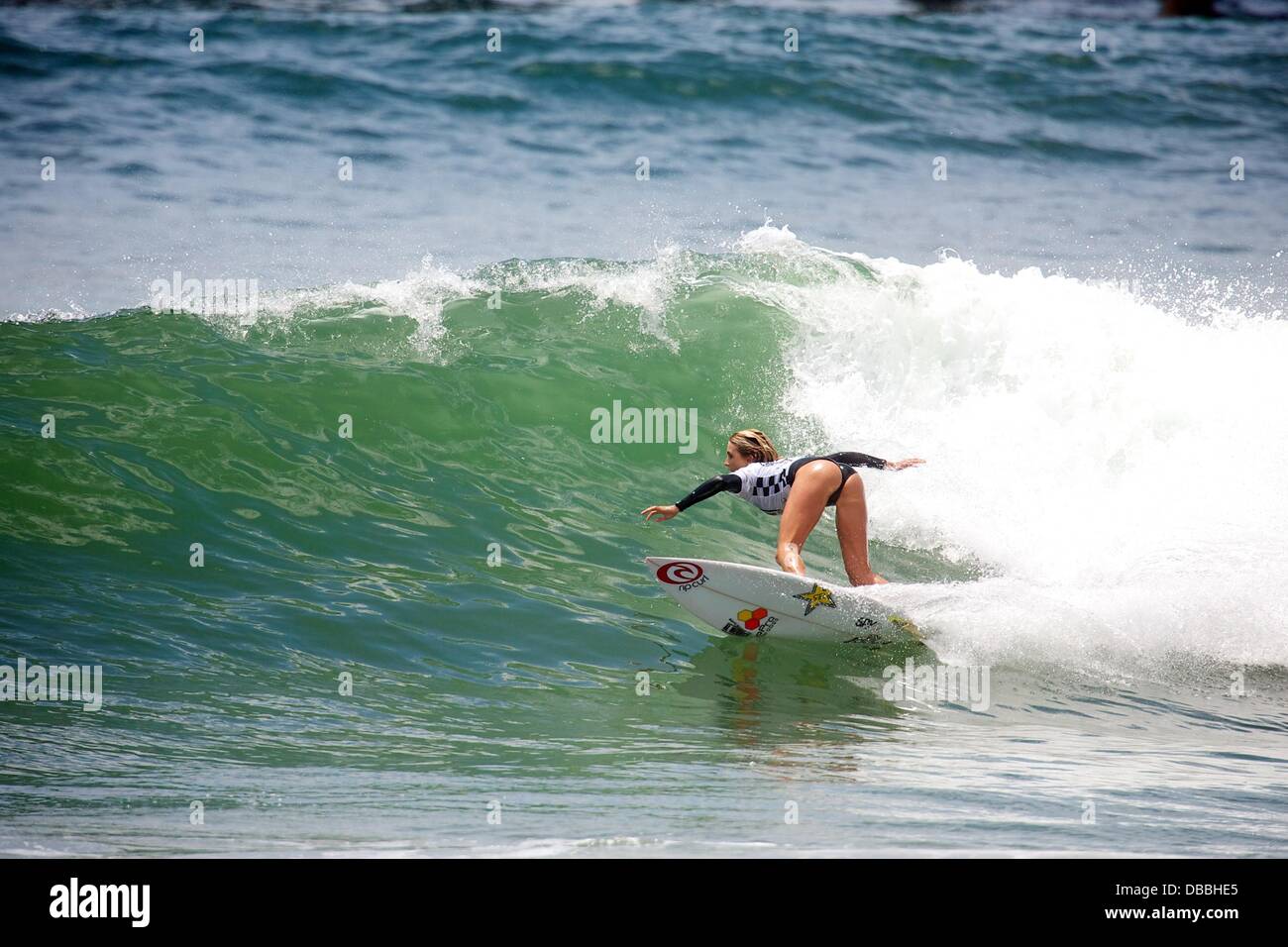 Huntington Beach, CA, USA. 27th July, 2013. July 26, 2013: Alana Blanchard  rides a wave during