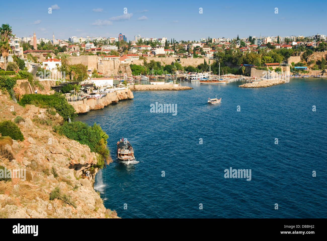Beautiful view of Antalia harbor, Turkey Stock Photo