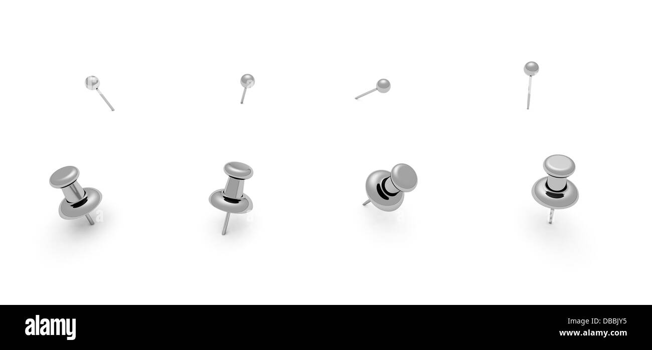 Silver chrome push pins for your design Stock Photo Alamy