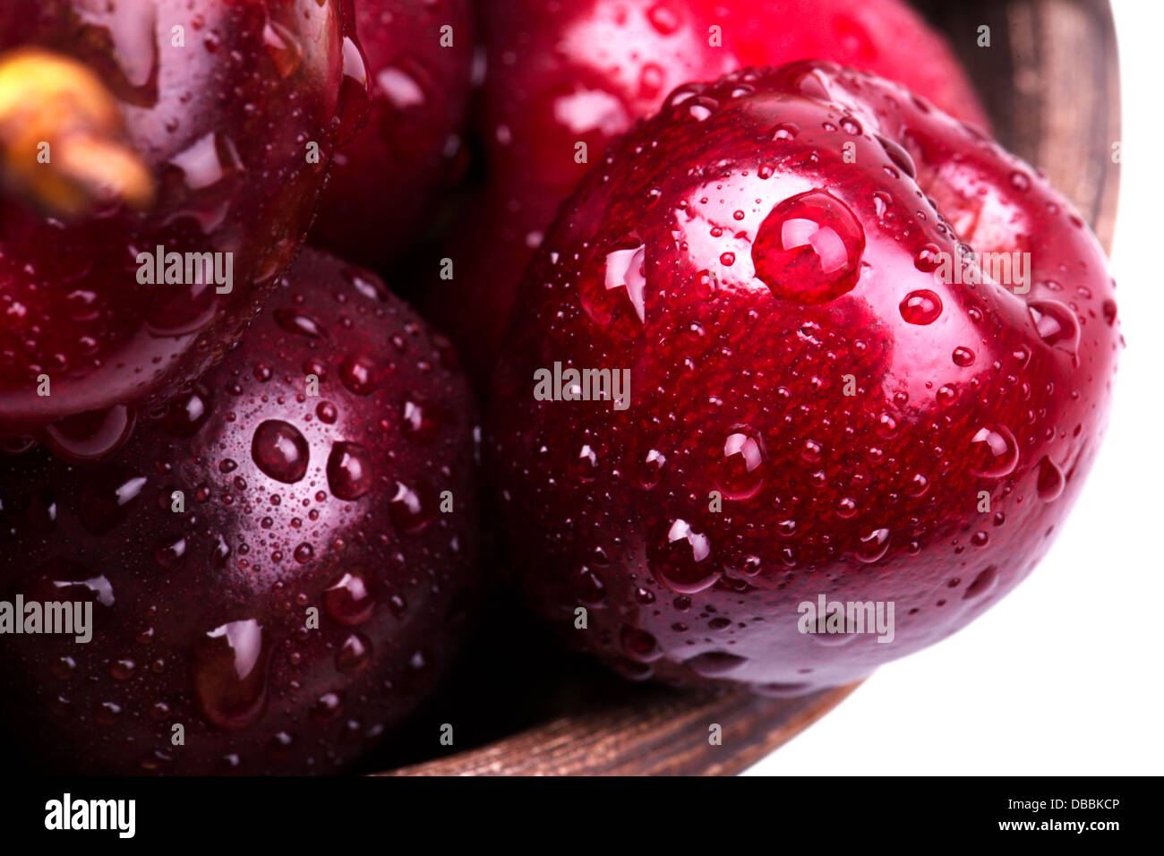 Sweet cherry macro background with water drops Stock Photo - Alamy