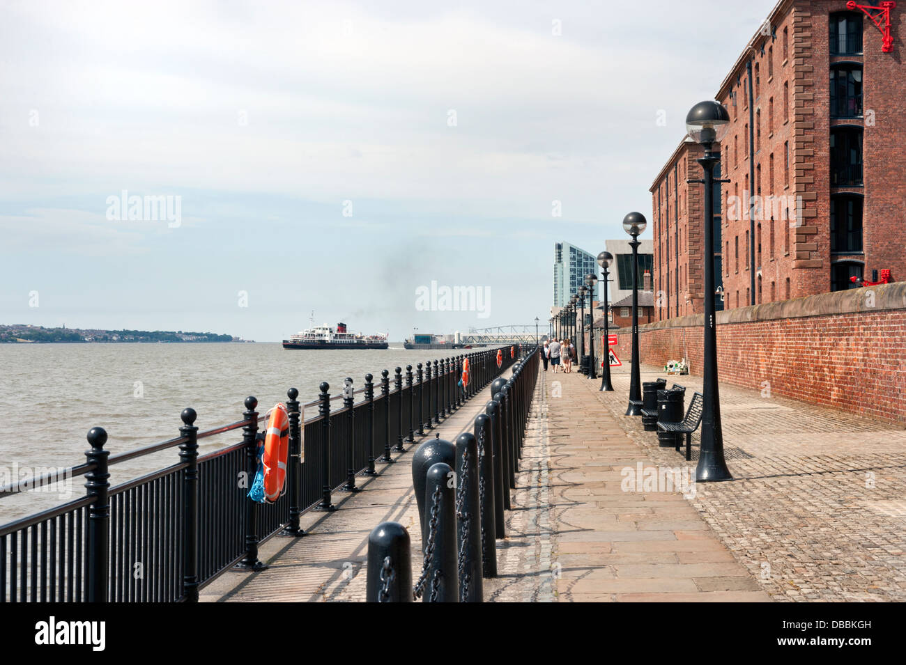 The Waterfront, (with Albert Dock buildings to right) , Liverpool, UK Stock Photo