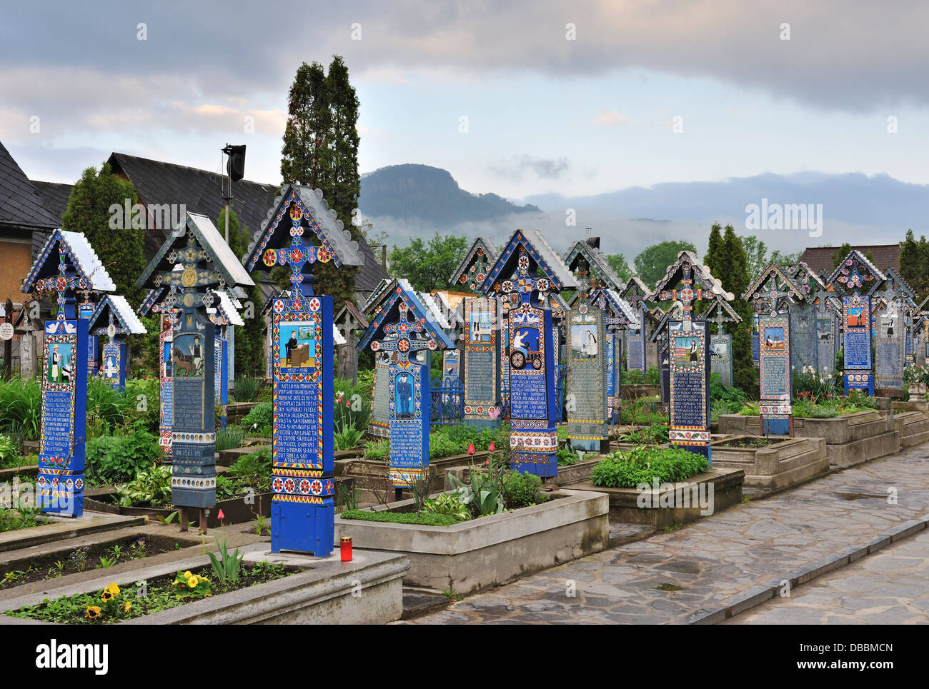 Merry Cemetery, Sapanta, Maramures, Romania Stock Photo