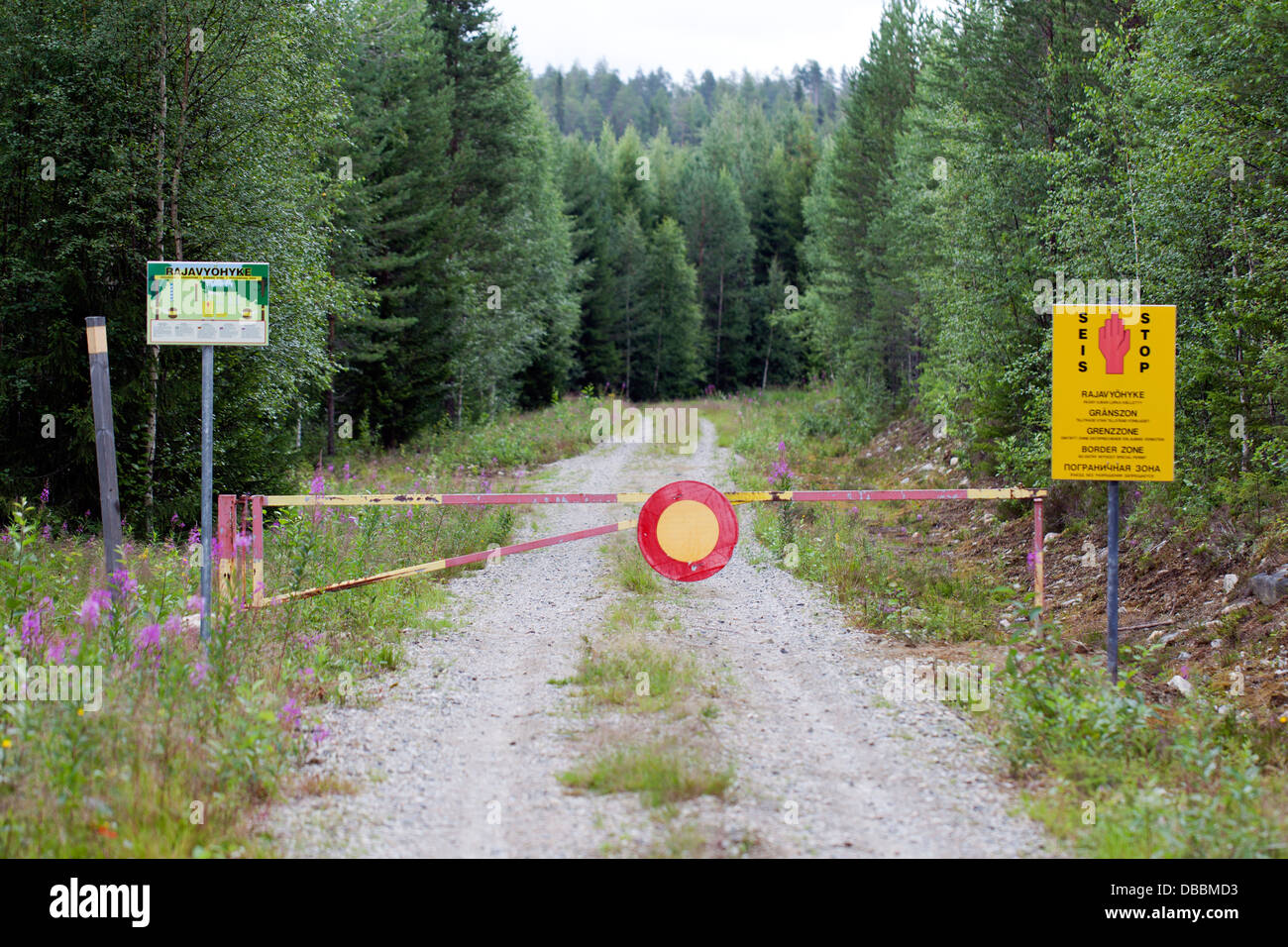 The Border Zone between Finland and Russia, Lentiira, Finland. Stock Photo