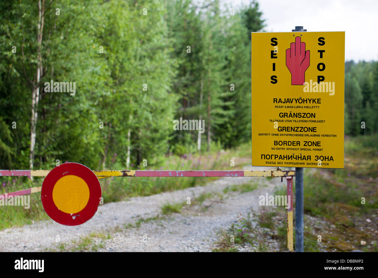 The Border Zone between Finland and Russia, Lentiira, Finland. Stock Photo