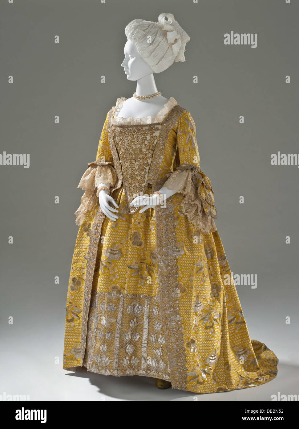 This ornate woman's robe in the French 'à la Française' style features ...