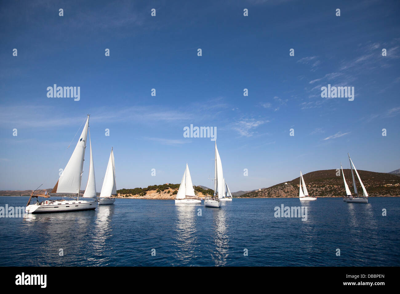 Sailing regatta in Greece picture with space for text (or logos Stock