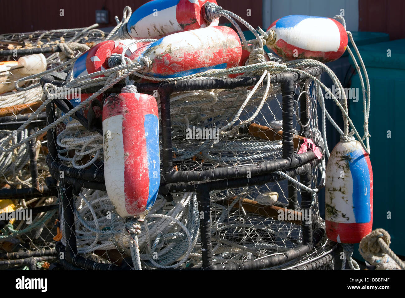 Crab traps at the fishing port of Garibaldi, Oregon, USA Stock Photo