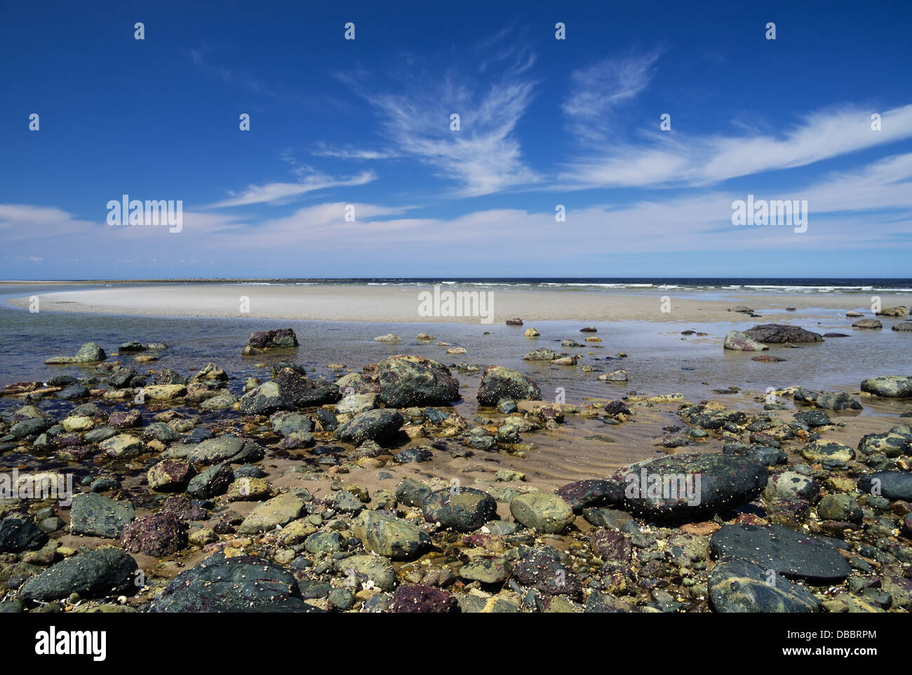 Plum Island beach from Sandy Point at low tide Stock Photo