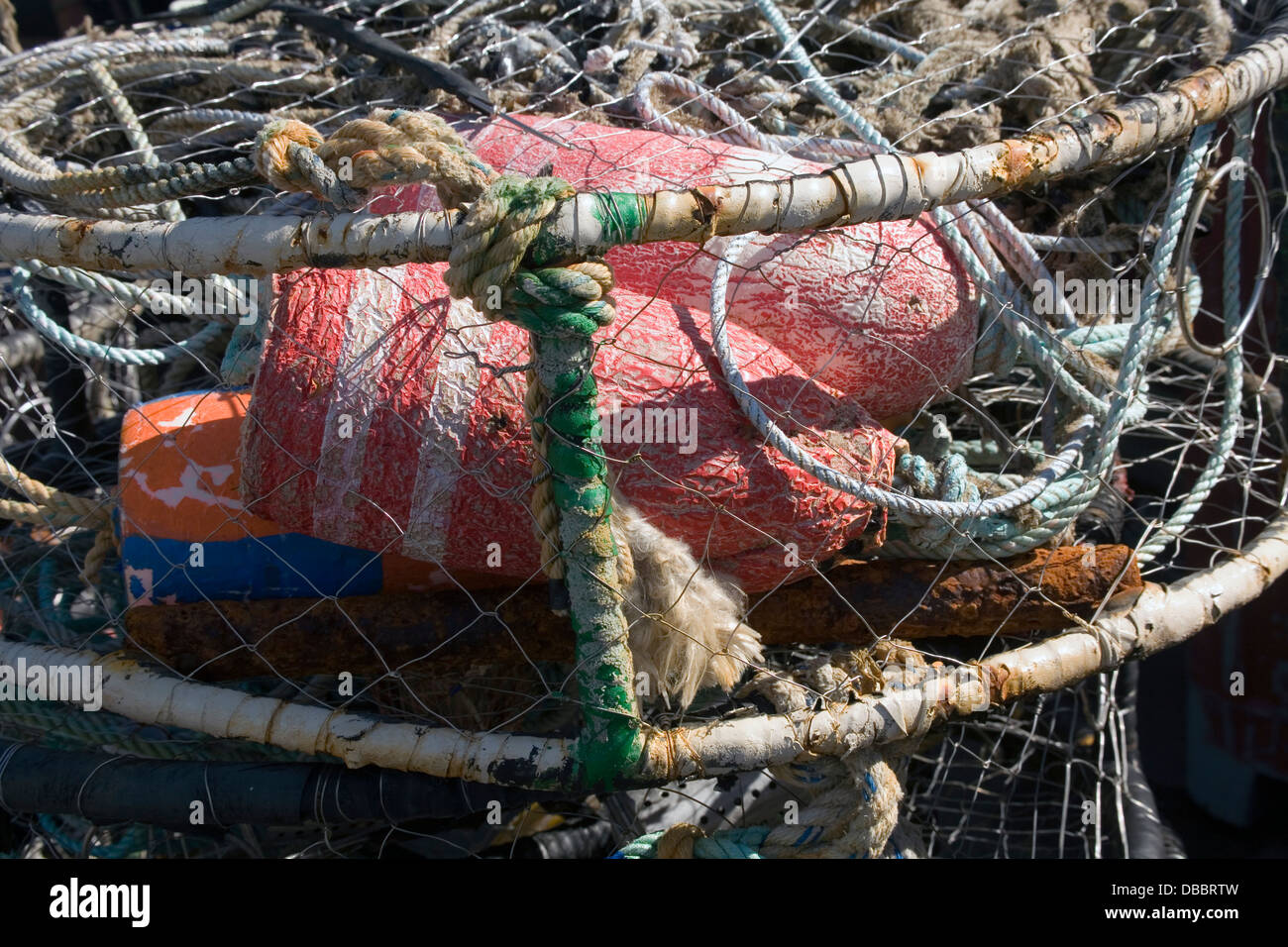 Crab traps at the fishing port of Garibaldi, Oregon, USA Stock Photo